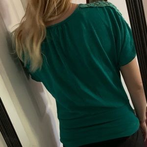 Top with lace shoulder embellishment